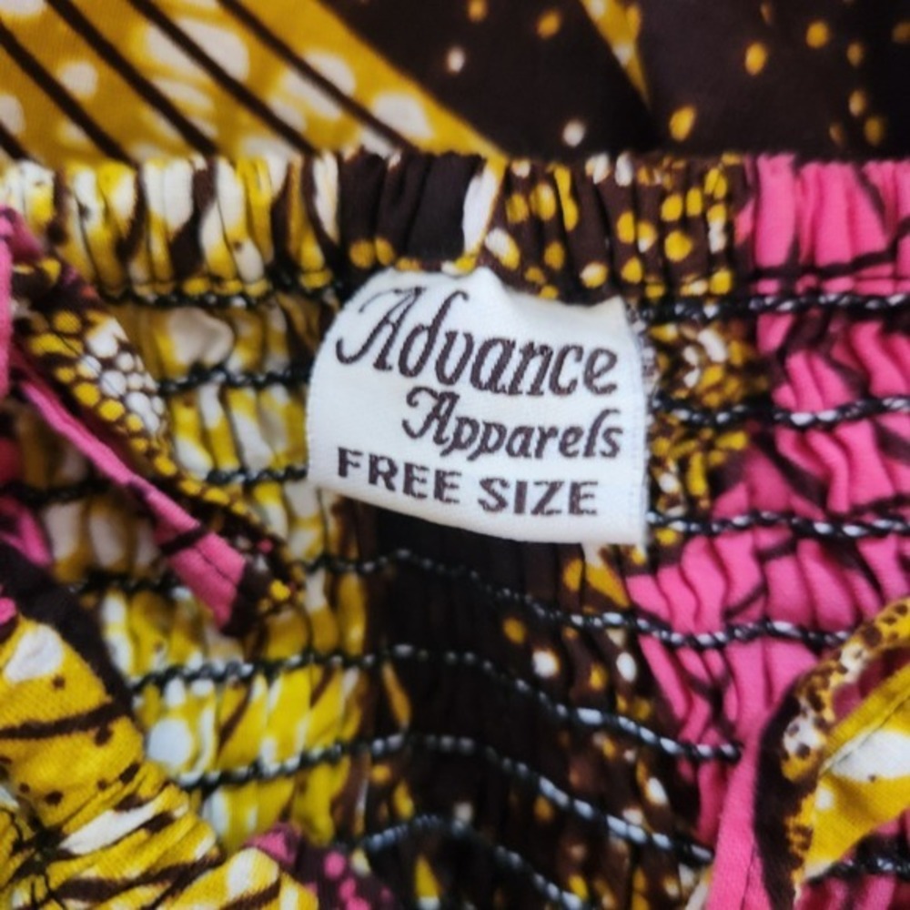African Wax Print Harem Pants Smocked Waist Tie Ankle Boho Genie OS 100% Cotton - Picture 12 of 13